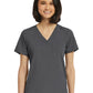 Women's Fitted One-Pocket V-Neck Top - SJ101 - Heather Grey