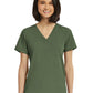 Women's Fitted One-Pocket V-Neck Top - SJ101 - Olive