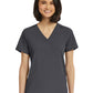 Women's Fitted One-Pocket V-Neck Top - SJ101 - Pewter