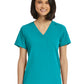Women's Fitted One-Pocket V-Neck Top - SJ101 - Teal