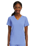 Women's Fitted Two-Pocket V-Neck Top - SJ102 - Ciel Blue