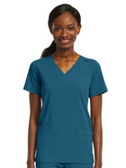 Women's Fitted Two-Pocket V-Neck Top - SJ102 - Caribbean