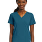 Women's Fitted Two-Pocket V-Neck Top - SJ102 - Caribbean
