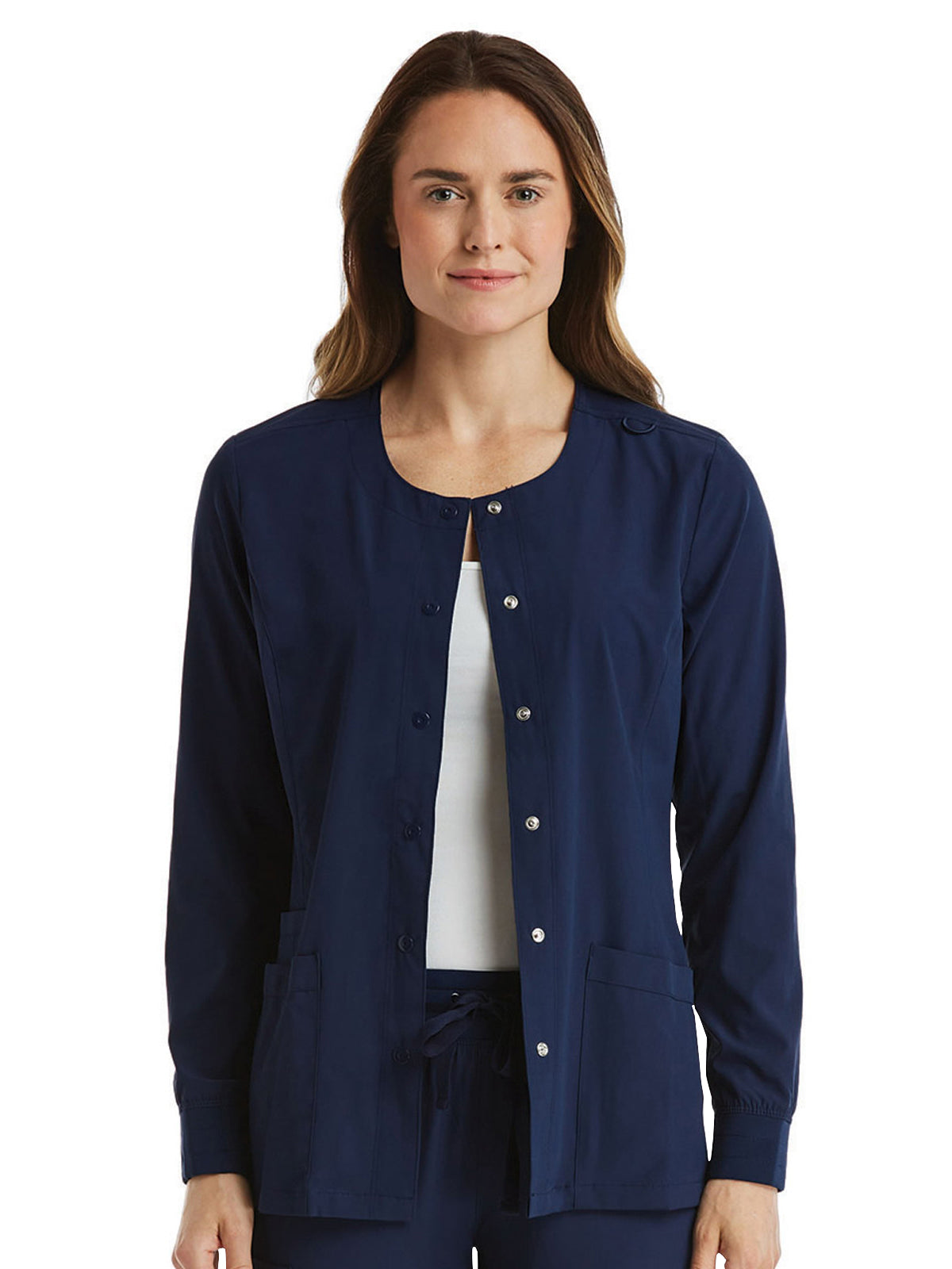 Women's Round-Neck Snap Button Jacket