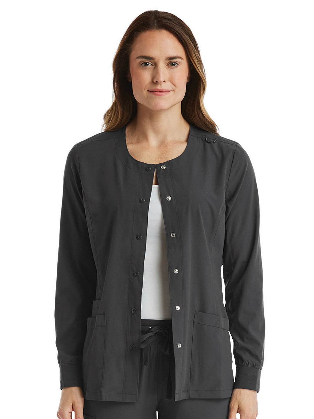 Women's Round-Neck Snap Button Jacket