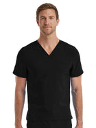 Unisex One-Pocket V-Neck Top - SJ501 - Black