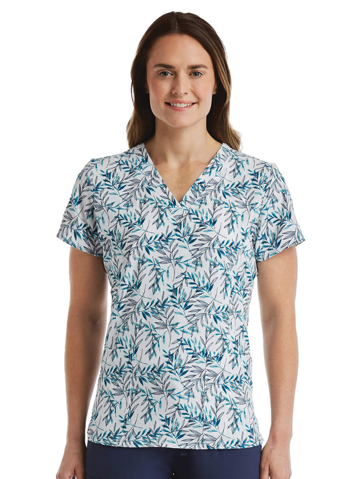 Women's Two-Pocket V-Neck Print Scrub Top