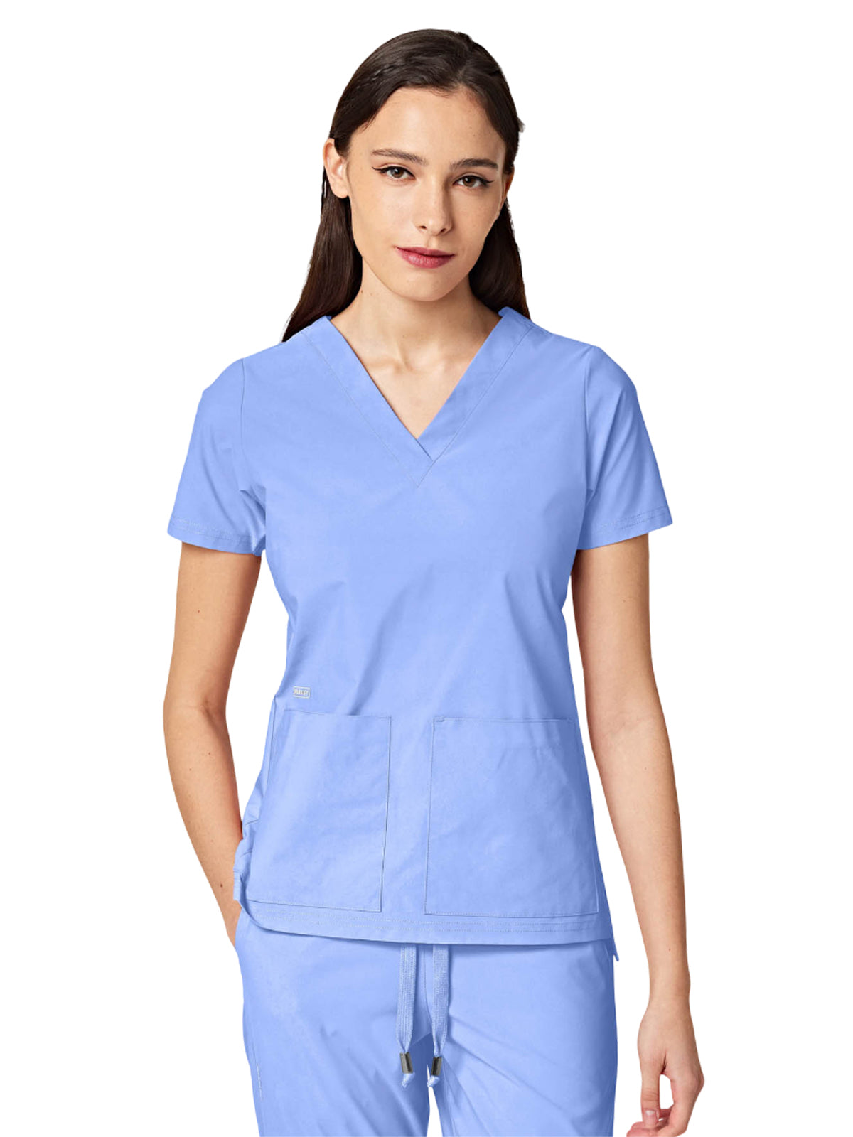 Women's Two-Pocket CRESSY V-Neck Top - 1001 - Celeste Blue