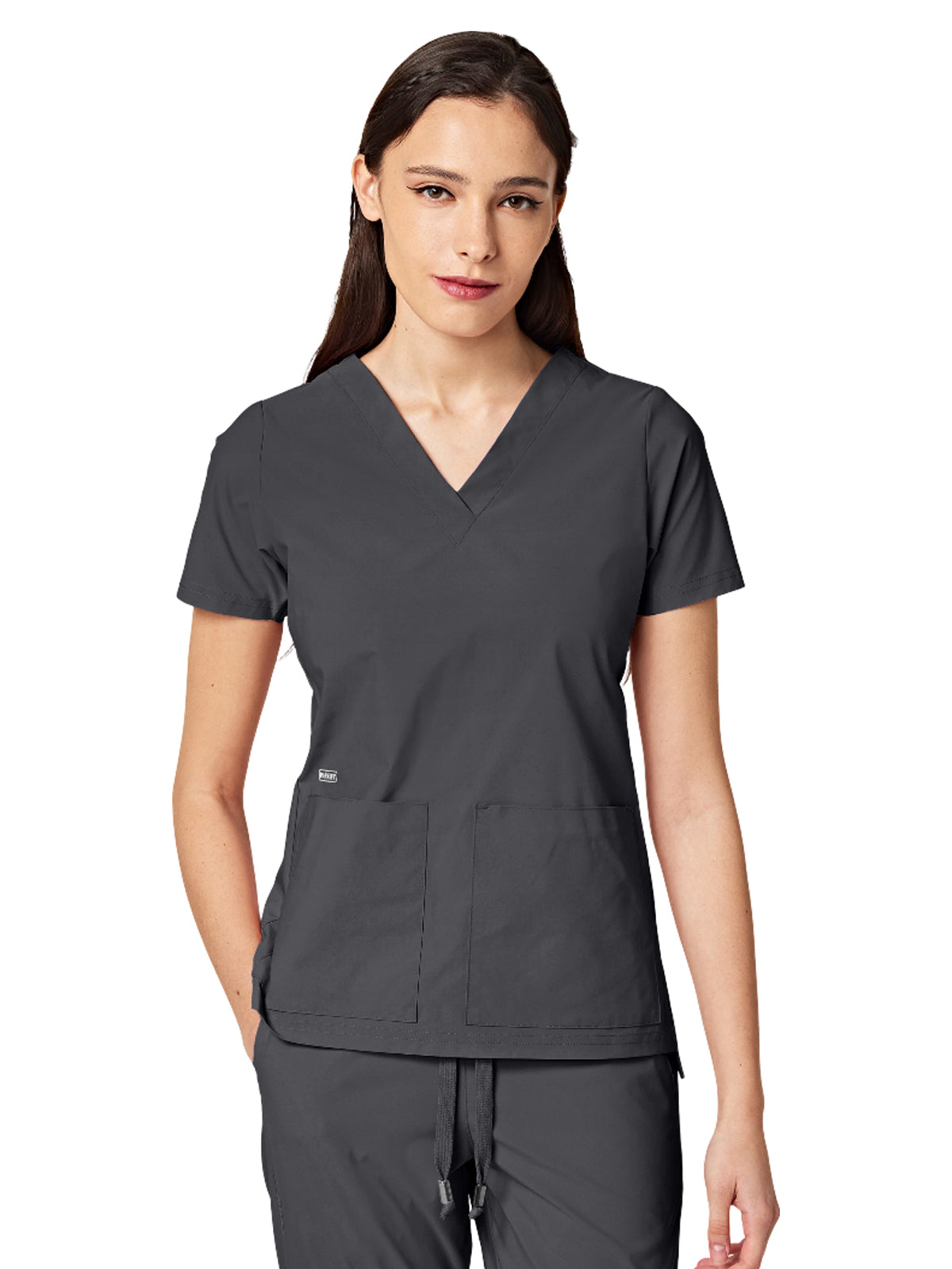 Women's Two-Pocket CRESSY V-Neck Top - 1001 - Charcoal