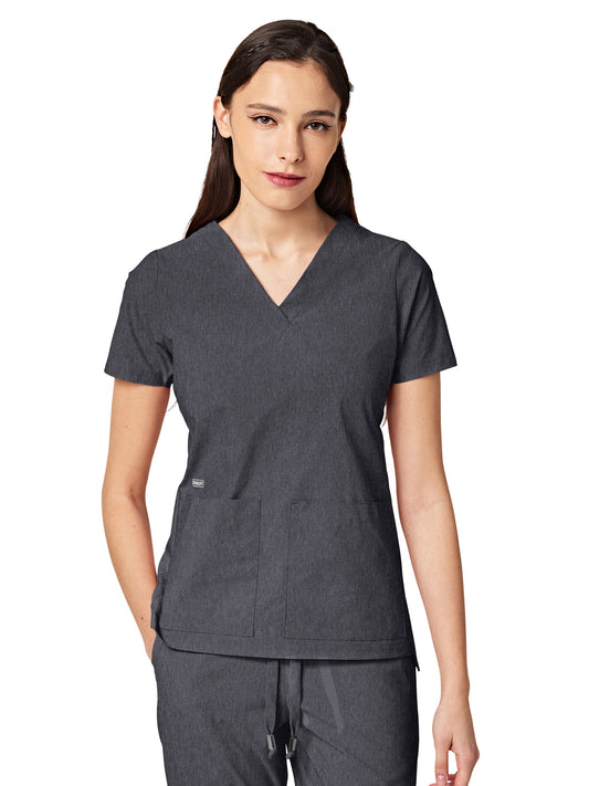 Women's Two-Pocket CRESSY V-Neck Top - 1001 - Heather Grey