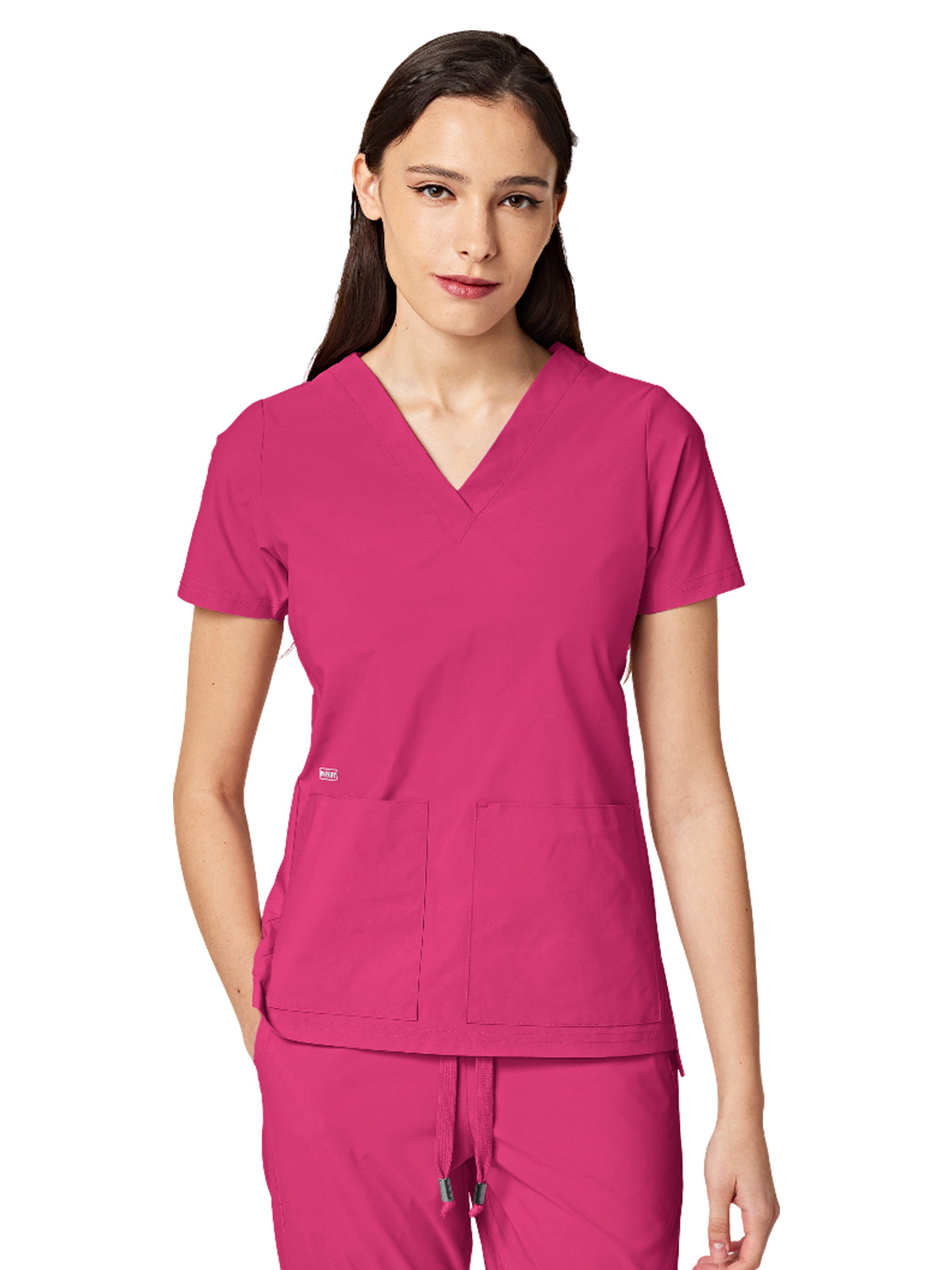 Women's Two-Pocket CRESSY V-Neck Top - 1001 - Hot Pink