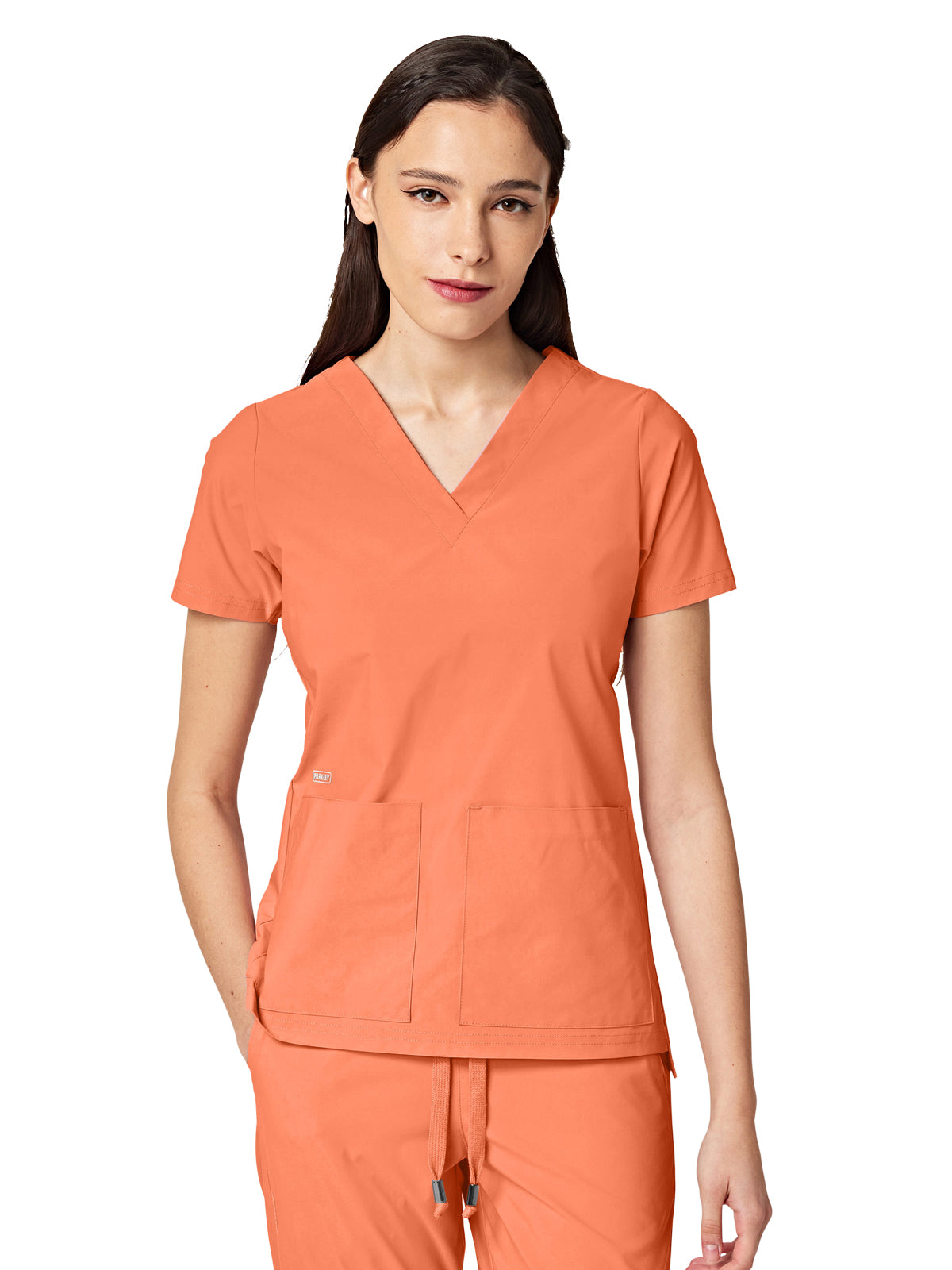 Women's Two-Pocket CRESSY V-Neck Top - 1001 - Tangerine