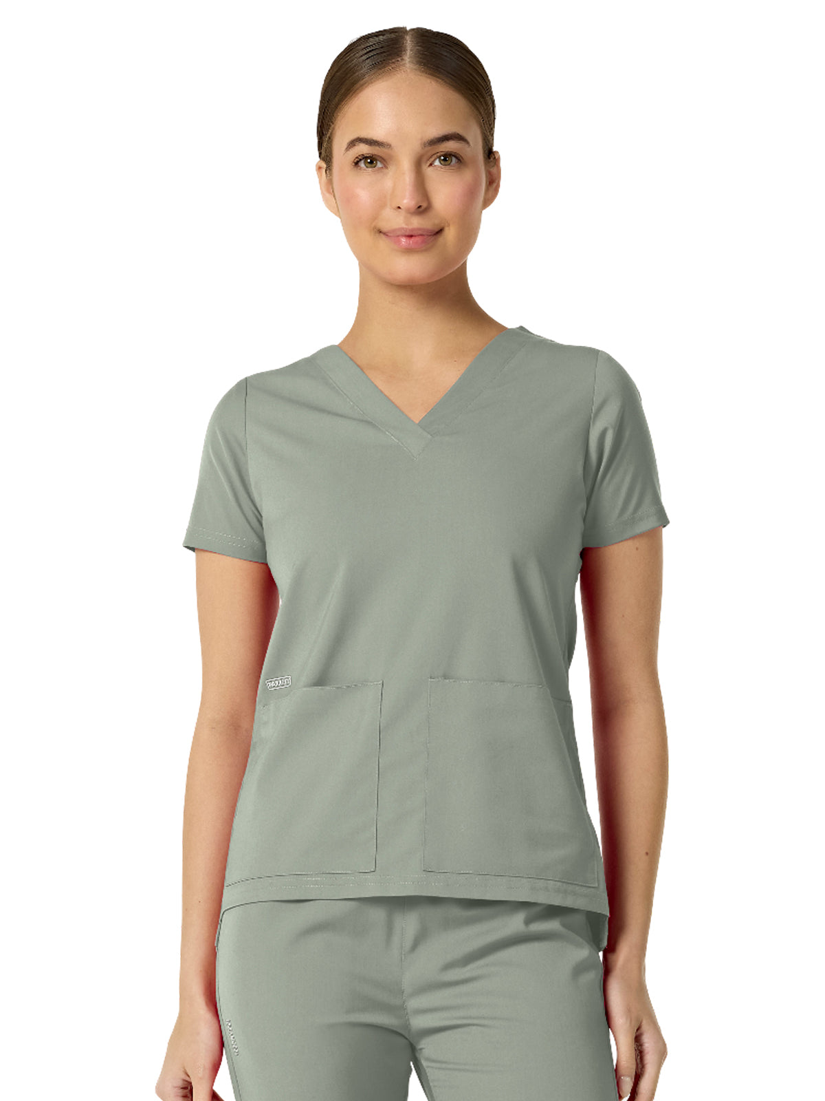 Women's Two-Pocket ASTRID V-Neck Top - 1006 - Camp Green