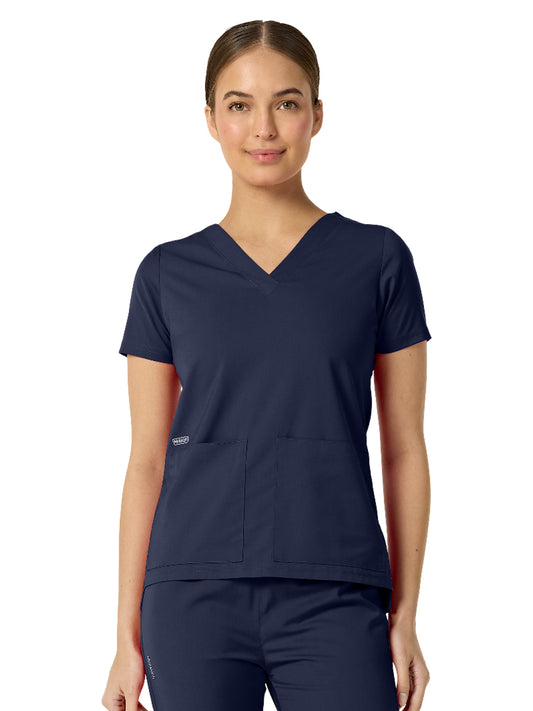 Women's Two-Pocket ASTRID V-Neck Top - 1006 - Navy