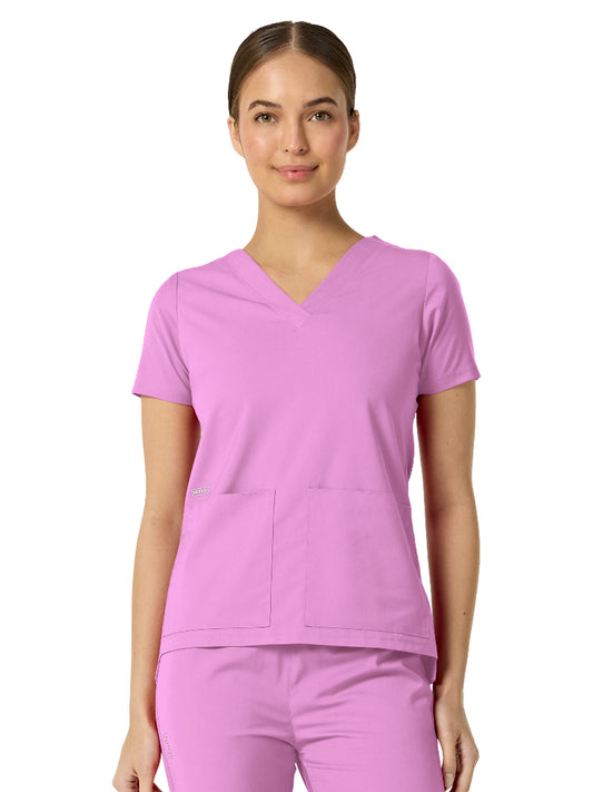 Women's Two-Pocket ASTRID V-Neck Top - 1006 - Pink Purple