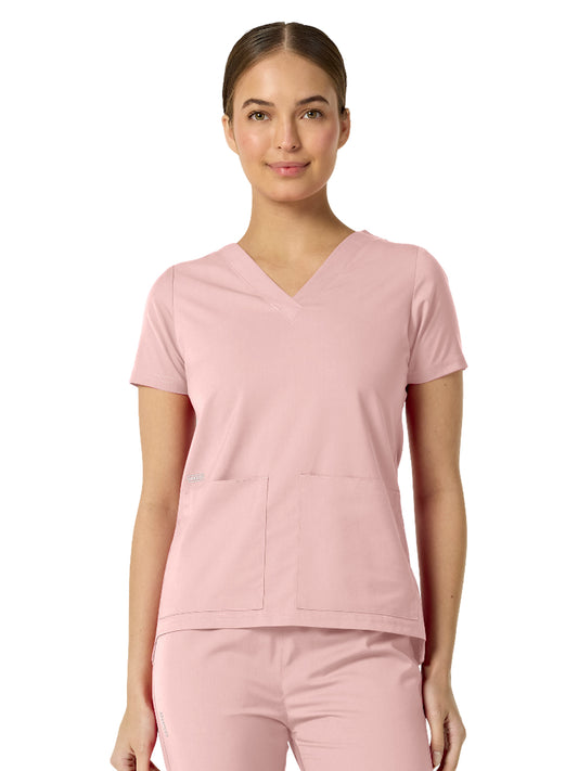 Women's Two-Pocket ASTRID V-Neck Top - 1006 - Rose