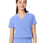 Women's Two-Pocket Tuck Band VALENCIA V-Neck Top - 1011 - Celeste Blue