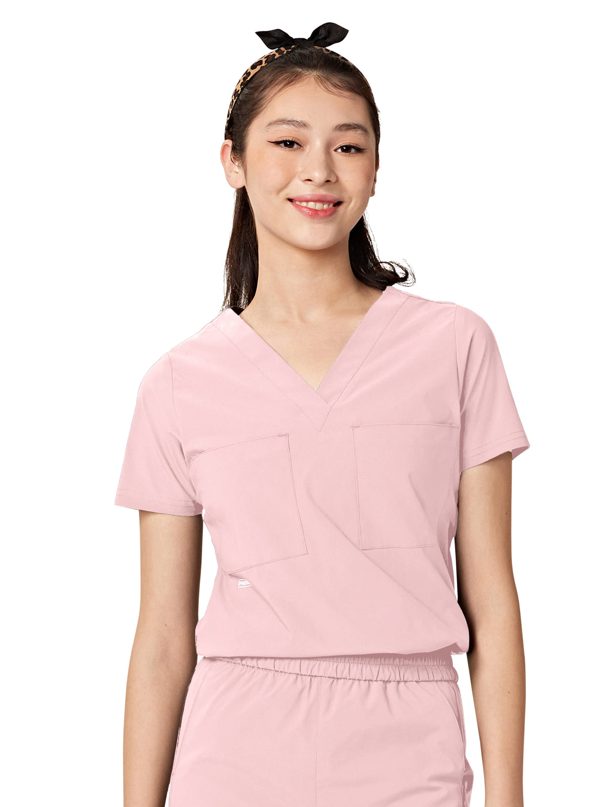 Women's Two-Pocket Tuck Band VALENCIA V-Neck Top - 1011 - Light Pink