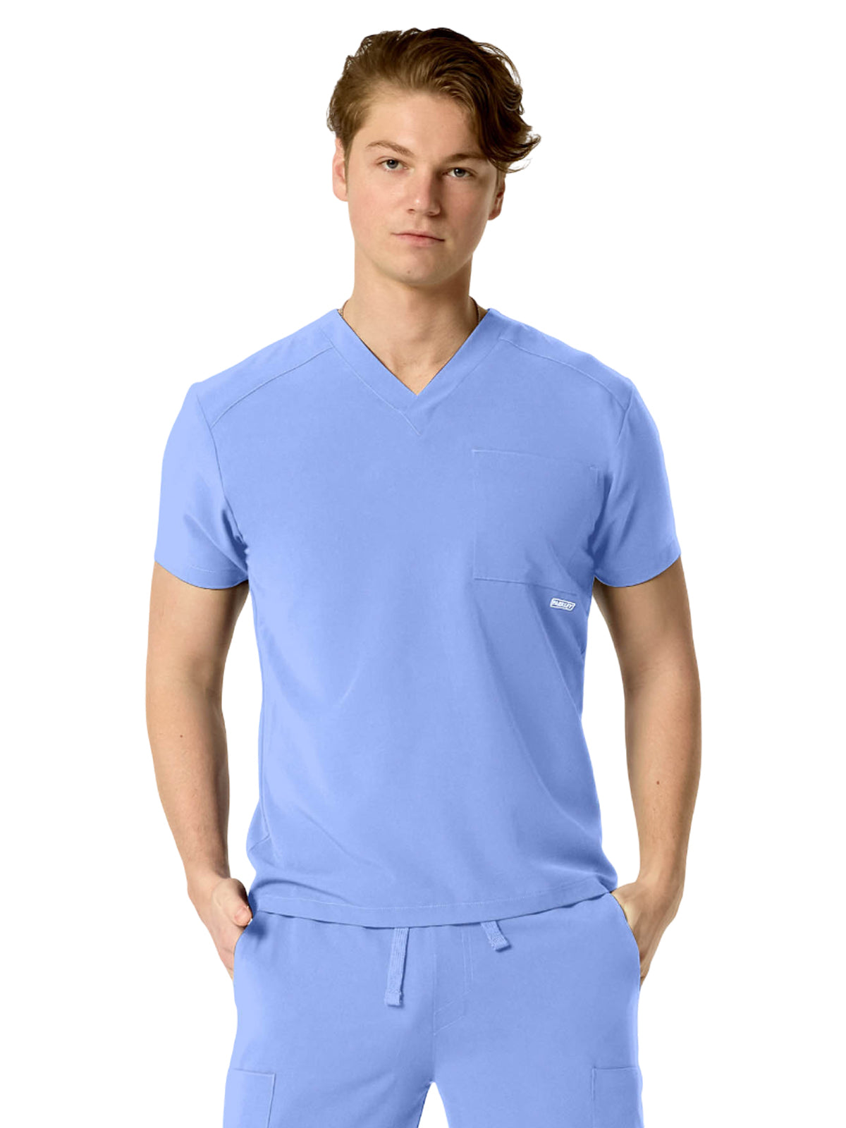 Men's One-Pocket SANTIAGO Basic V-Neck Top - 1501 - Celeste Blue