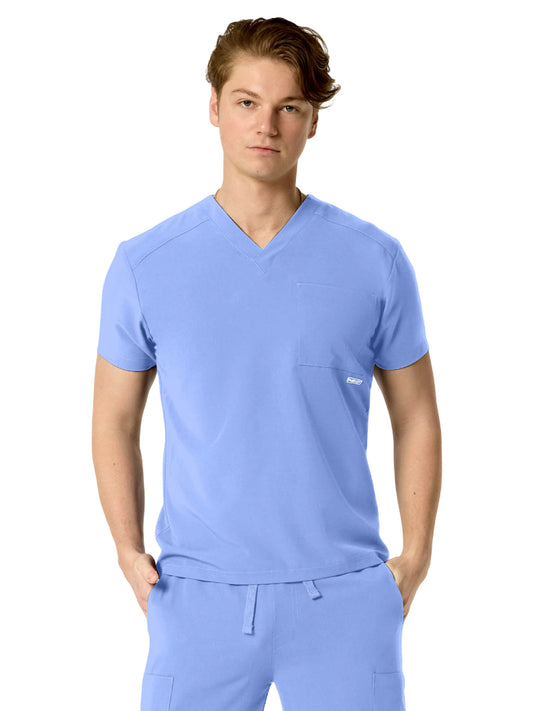 Men's One-Pocket SANTIAGO Basic V-Neck Top - 1501 - Celeste Blue