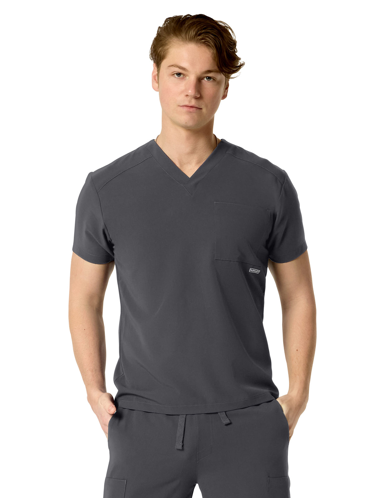 Men's One-Pocket SANTIAGO Basic V-Neck Top - 1501 - Charcoal
