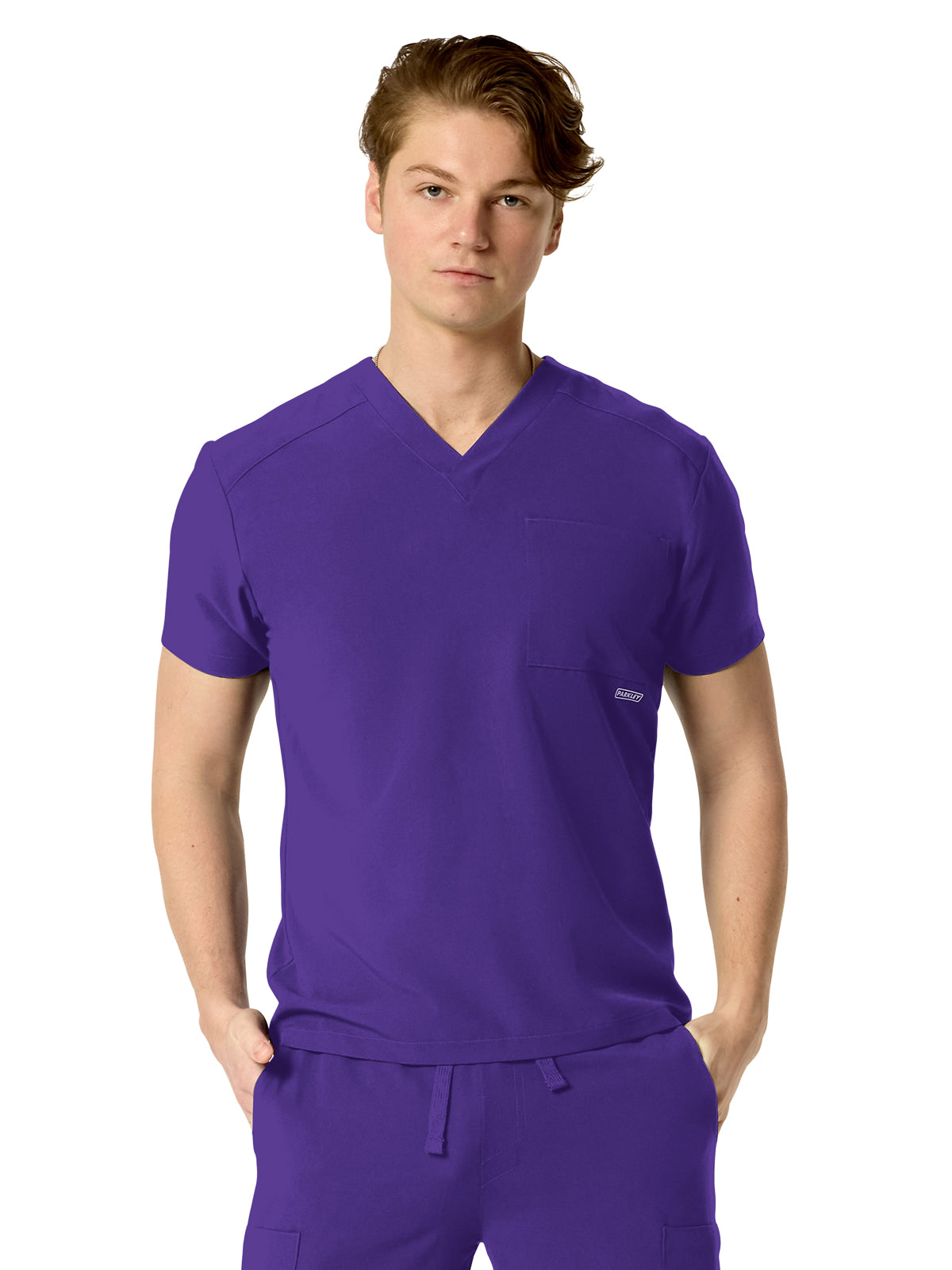 Men's One-Pocket SANTIAGO Basic V-Neck Top - 1501 - Dark Purple