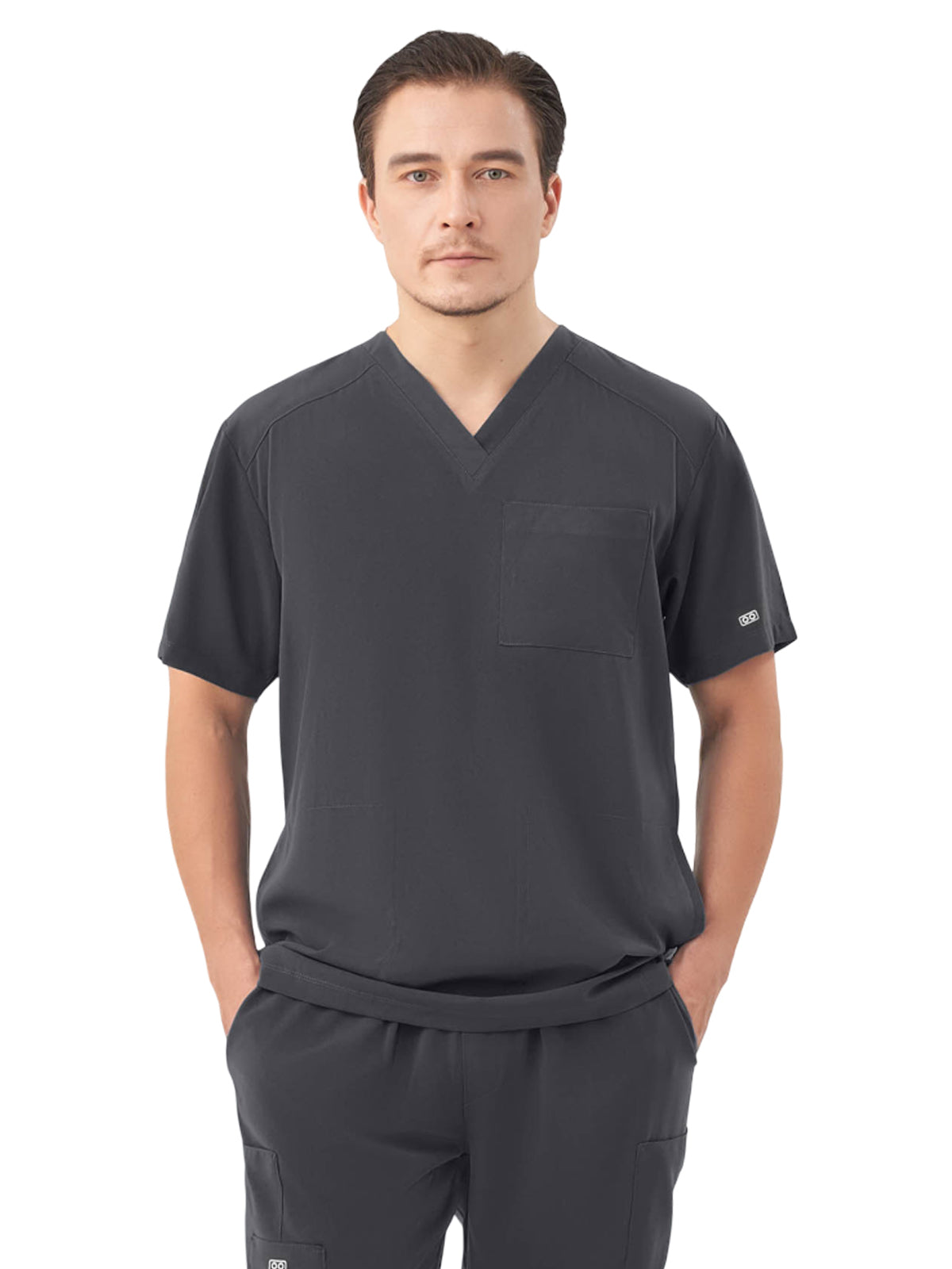 Men's Three-Pocket RYDER V-Neck Scrub Top - 1538 - Charcoal