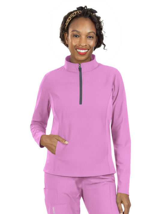Women's Two-Pocket Perfect Quarter Zip Jacket - 6036 - Pink Purple