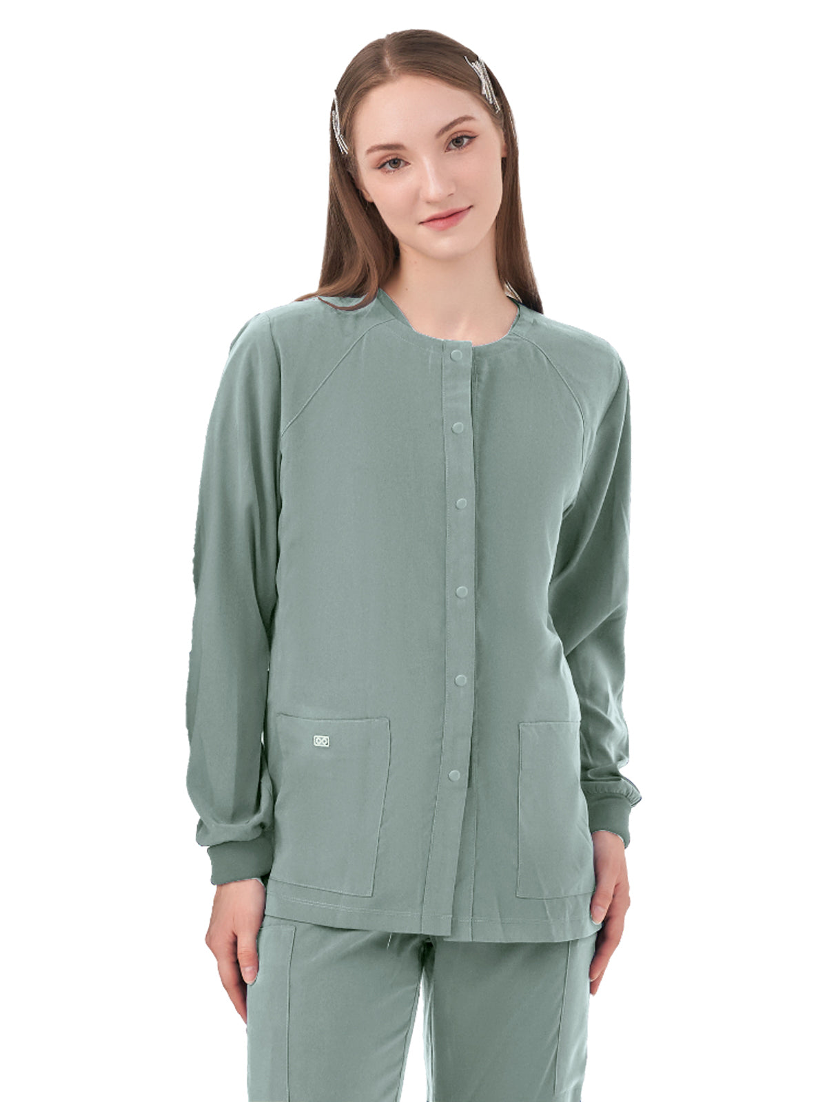 Women's Two-Pocket CELESTE Snap Front Jacket - 6048 - Camp Green