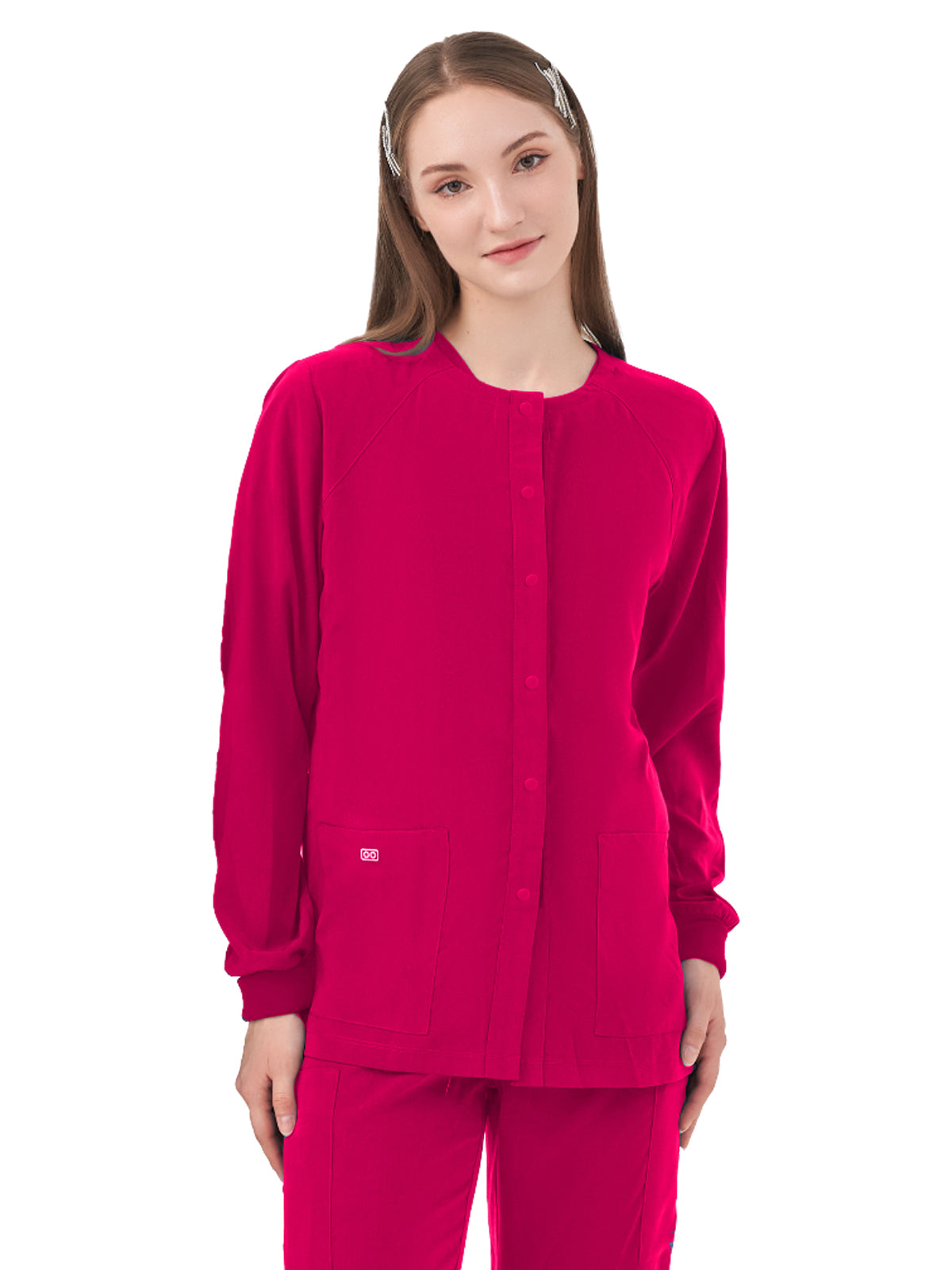 Women's Two-Pocket CELESTE Snap Front Jacket - 6048 - Ruby Red