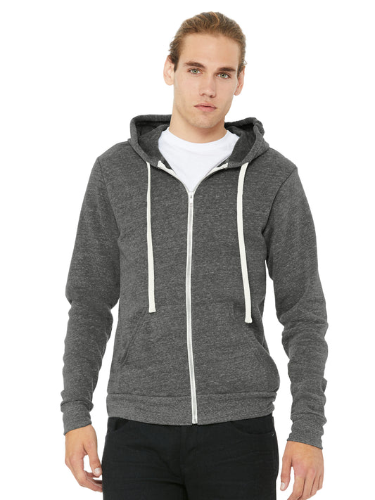 Unisex 2-Pocket Sponge Fleece Full-Zip Hoodie - BC3909 - Grey Triblend