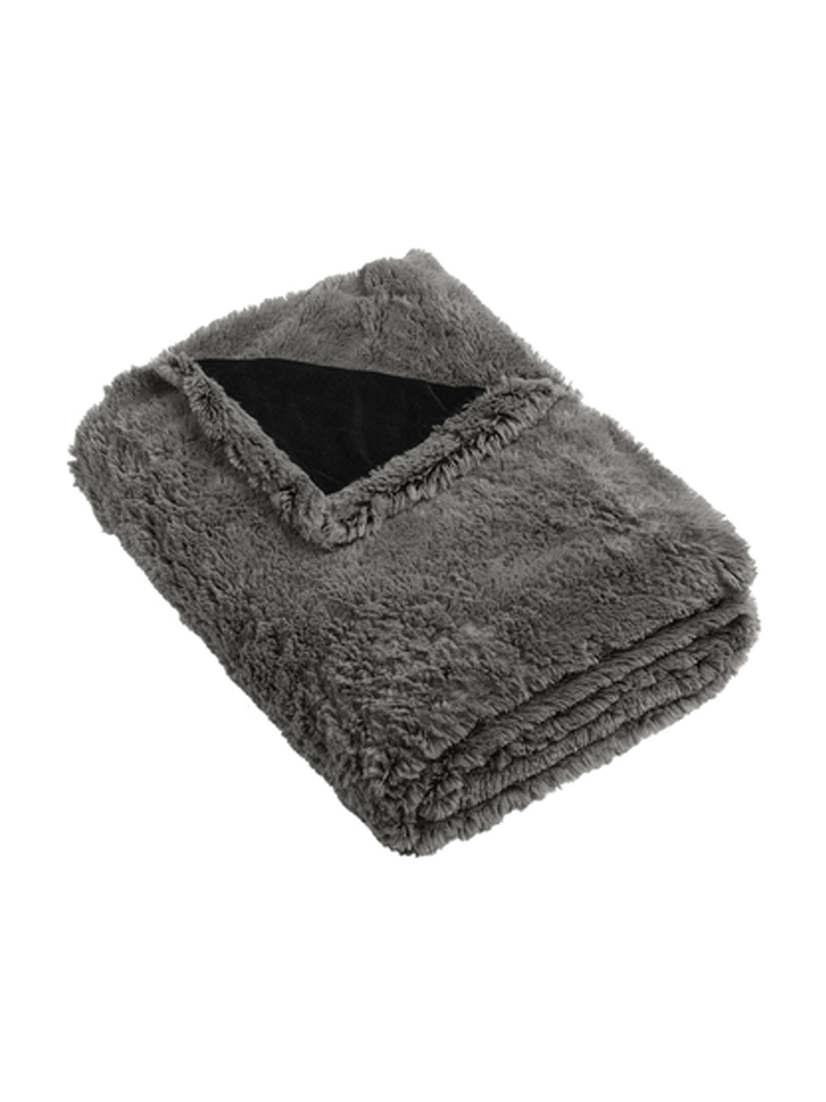 1-Pocket Faux Fur Blanket - BP45 - Shadow Grey/ Deep Black