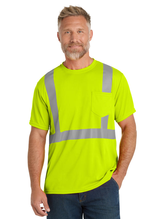 Men's One-Pocket ANSI 107 Class 2 Mesh Tee - CS200 - Safety Yellow