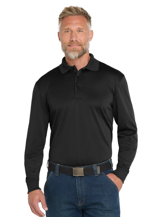 Men's Pocketless Long Sleeve Polo - CS412LS - Black