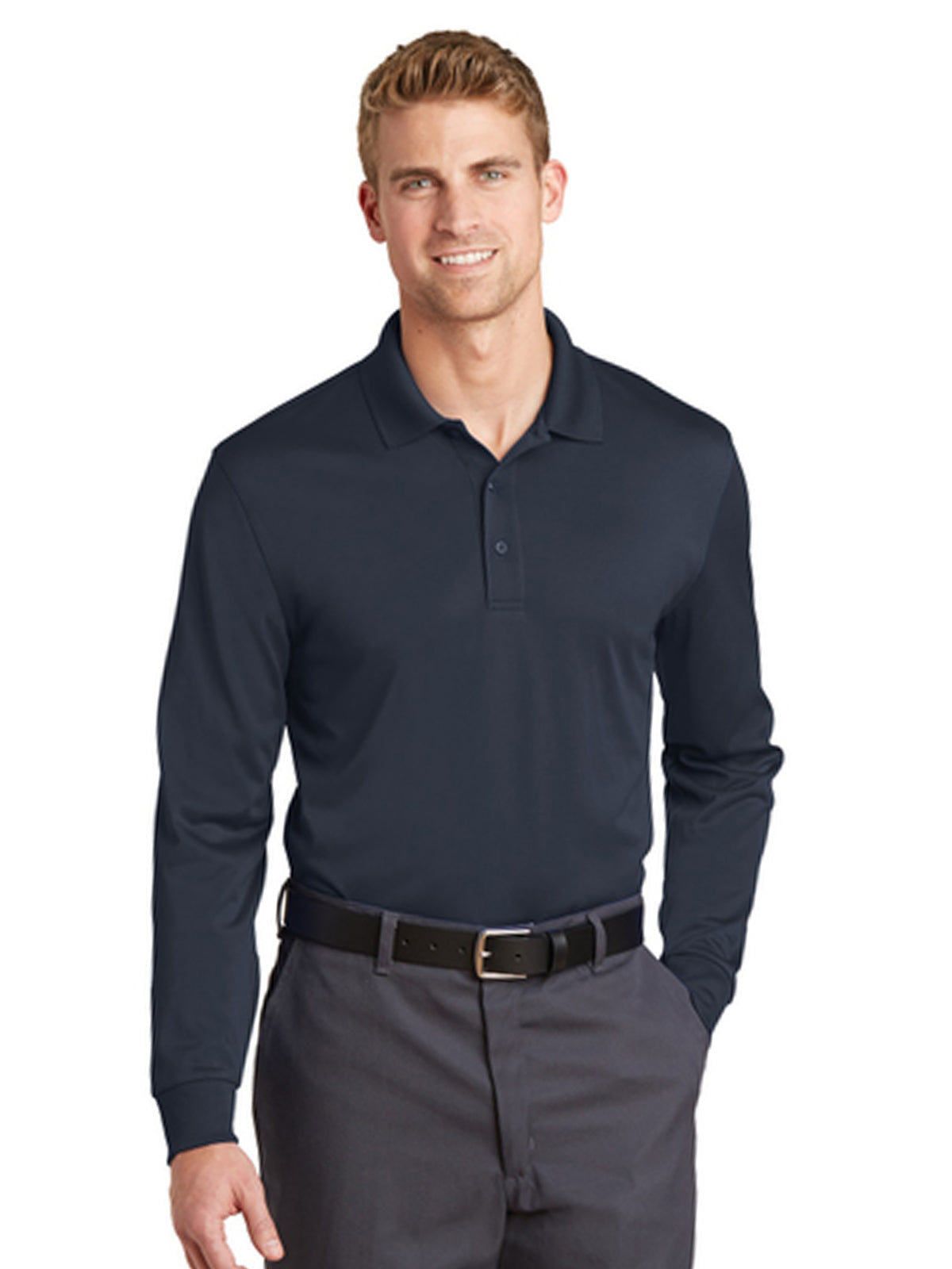 Men's Pocketless Long Sleeve Polo