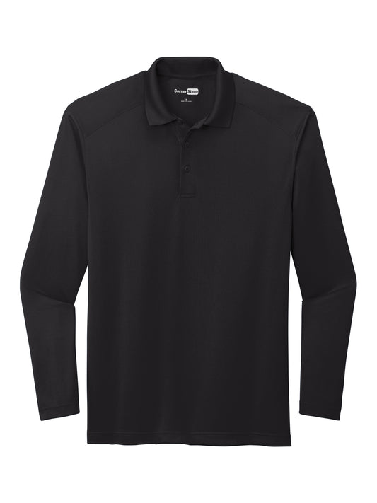 Men's Pocketless Lightweight Snag-Proof Long Sleeve Polo - CS418LS - Black