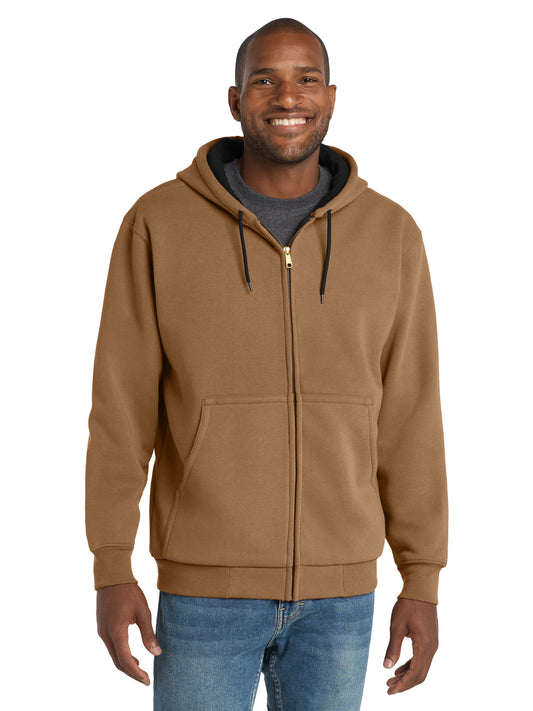 Men's 4-Pocket Heavyweight Full-Zip Hooded Sweatshirt - CS620 - Duck Brown