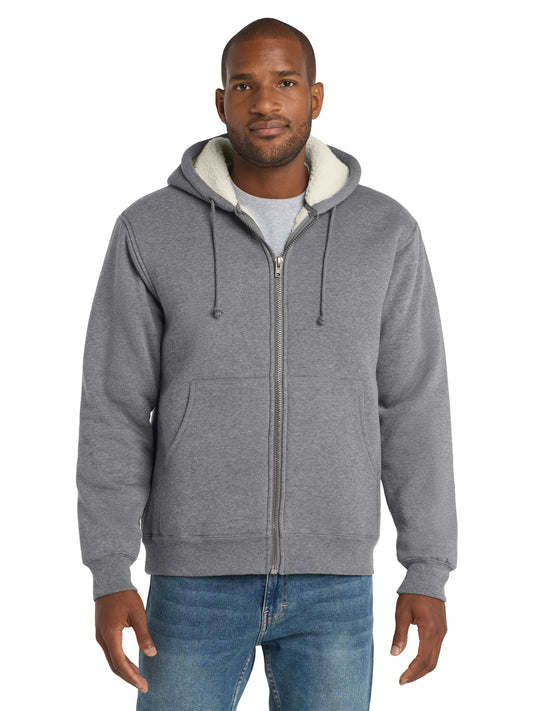 Men's 2-Pocket Heavyweight Sherpa-Lined Hooded Jacket - CS625 - Grey