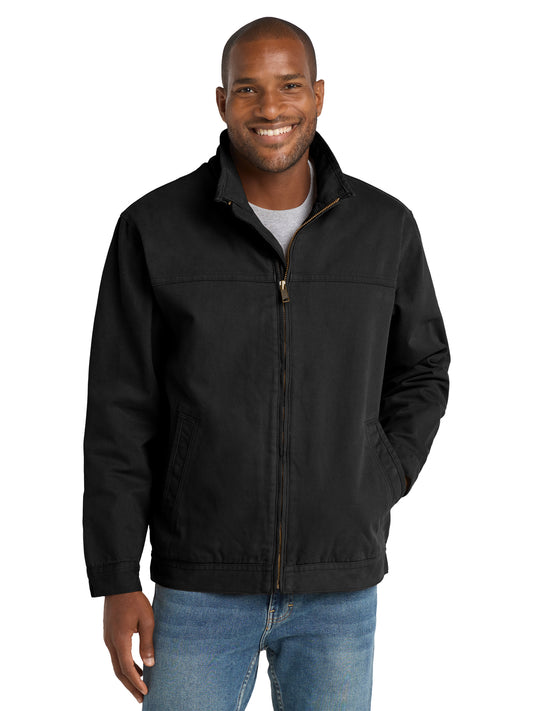 Men's Four-Pocket Washed Duck Cloth Flannel-Lined Work Jacket - CSJ40 - Black