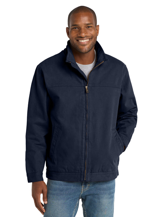 Men's Four-Pocket Washed Duck Cloth Flannel-Lined Work Jacket - CSJ40 - Navy