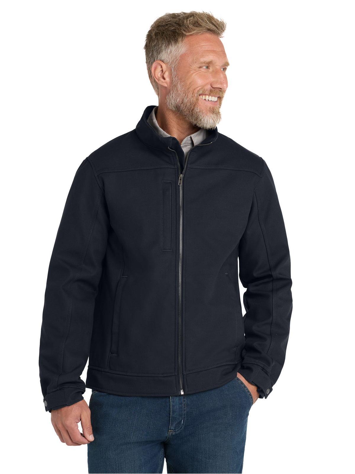 Men's 6-Pocket Duck Bonded Soft Shell Jacket - CSJ60 - Navy Blue