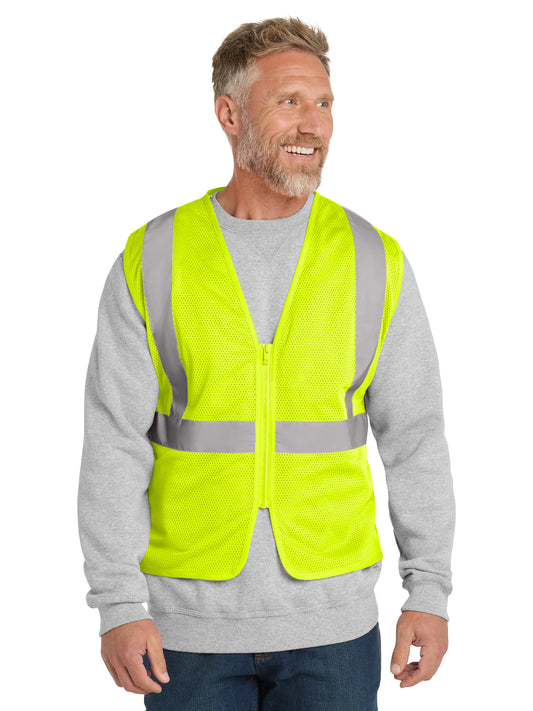 Men's ANSI 107 Class 2 Economy Mesh Zippered Vest - CSV101 - Safety Yellow