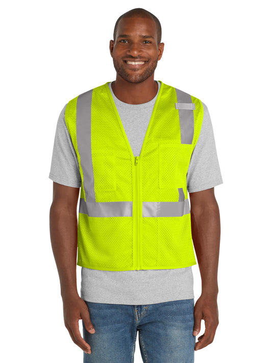 Unisex 3-Pocket ANSI 107 Class 2 Zippered Vest - CSV102 - Safety Yellow