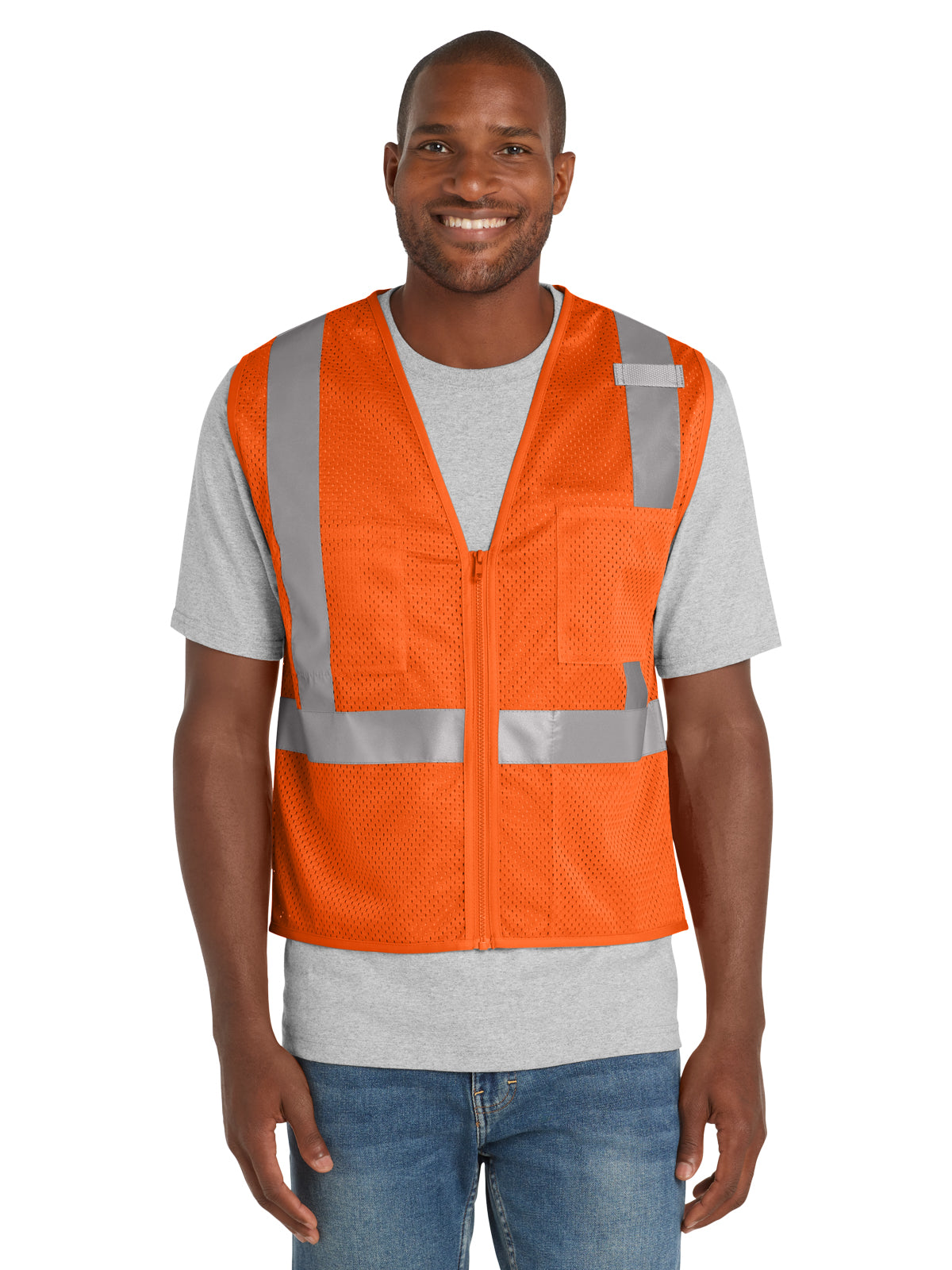 Unisex 3-Pocket ANSI 107 Class 2 Zippered Vest - CSV102 - Safety Orange