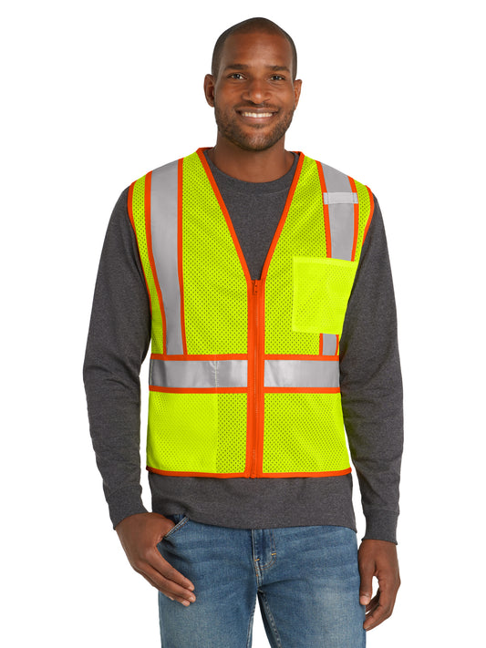 Unisex 2-Pocket ANSI 107 Class 2 Two-Tone Vest - CSV103 - Safety Yellow
