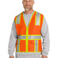 Men's Multi-Pocket ANSI 107 Class 2 Surveyor Zippered Two-Tone Vest - CSV105 - Safety Orange