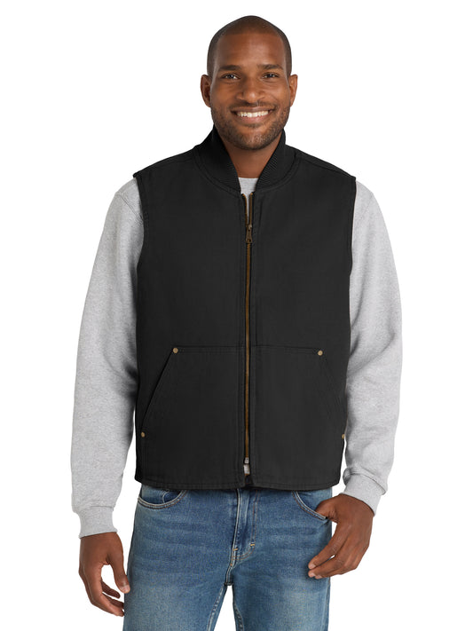 Men's 3-Pocket Washed Duck Cloth Vest - CSV40 - Black
