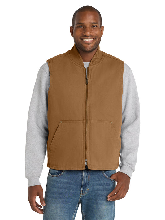 Men's 3-Pocket Washed Duck Cloth Vest - CSV40 - Duck Brown