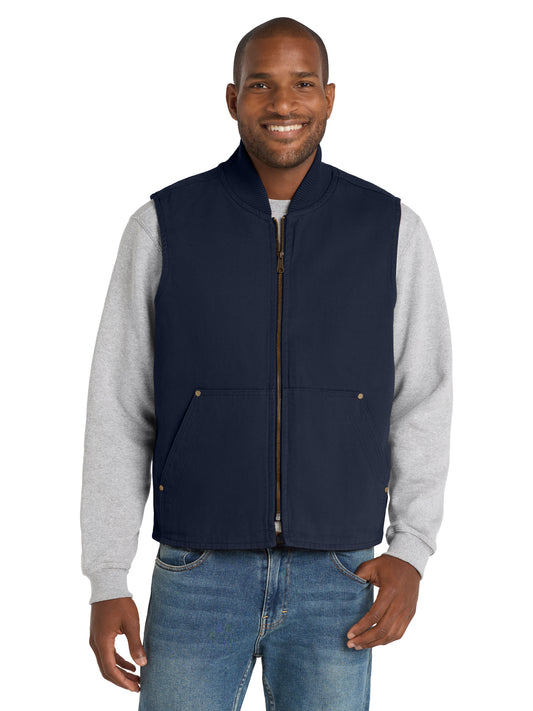 Men's 3-Pocket Washed Duck Cloth Vest - CSV40 - Navy
