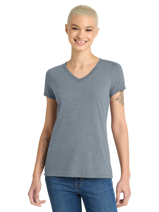 Women’s Perfect Tri V-Neck Tee - DM1350L - Flint Blue Heather